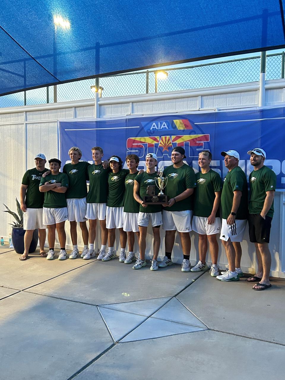 The final champion crowned belongs to Thatcher after defeating Pusch Ridge in Division III boys tennis.