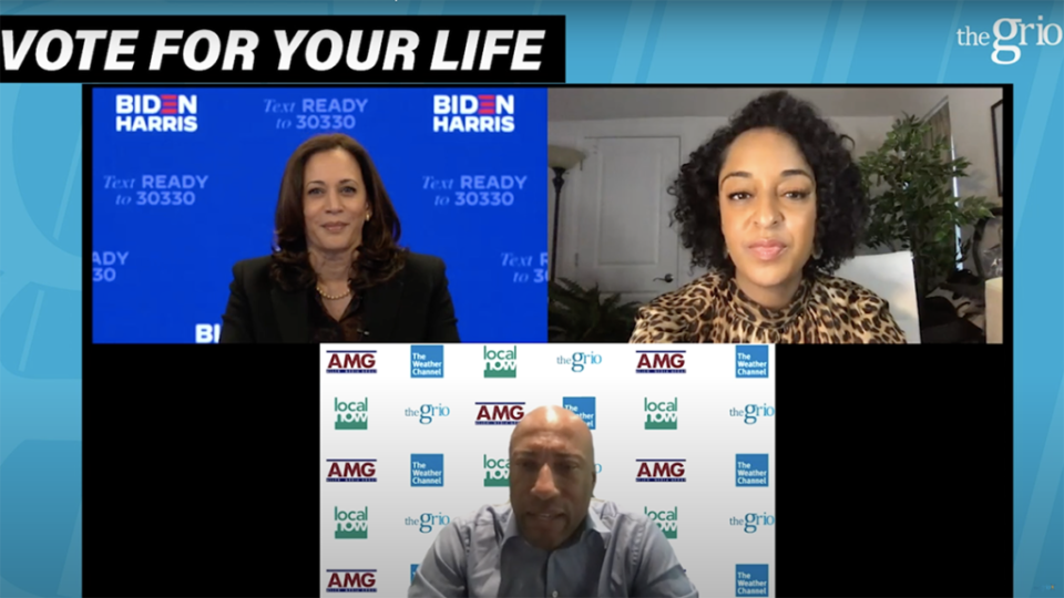 Democratic vice-presidential nominee Kamala Harris sits down with theGrio owner Byron Allen and VP of Digital Content Natasha S. Alford for theGrio’s weekly series ‘Vote For Your Life.’