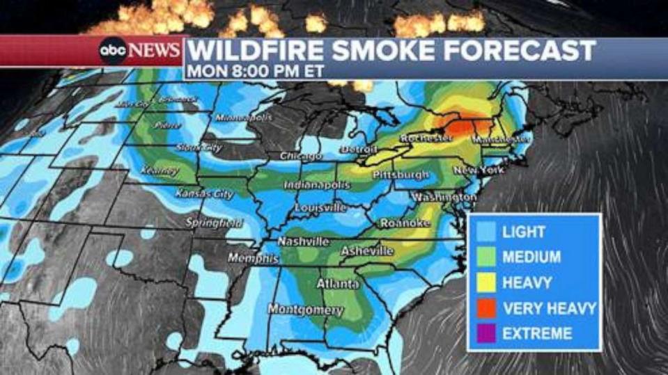 PHOTO: Wildfire smoke forecast, July 17, 2023. (ABC News)