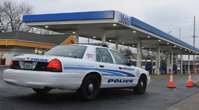 A police car at the scene of the Berkley shooting. Photo: AFP.