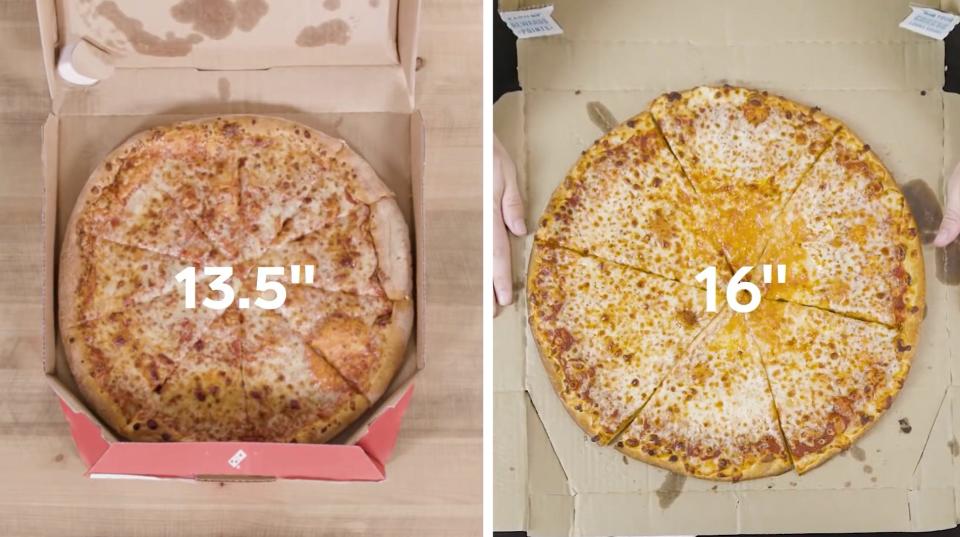 Largest UK Domino's pizza vs US largest