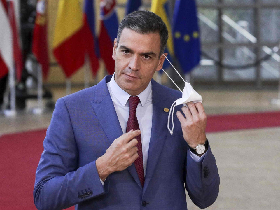 Spain’s prime minister Pedro Sanchez attends a European Union (EU) summit in Brussels on Thursday (POOL/AFP via Getty Images)