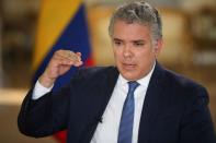 Colombia's President Ivan Duque speaks during an interview with Reuters in Bogota