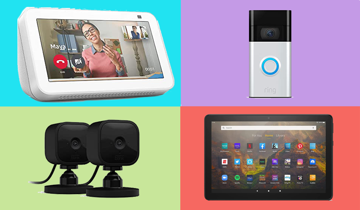 Echo Show 5, Ring Doorbell, Blink mini, Fire tablet