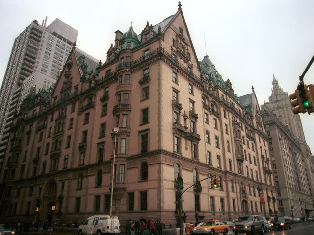 <p>Arnaldo Magnani/Liaison/Getty</p> The exterior of the Dakota, an apartment building in Manhattan.