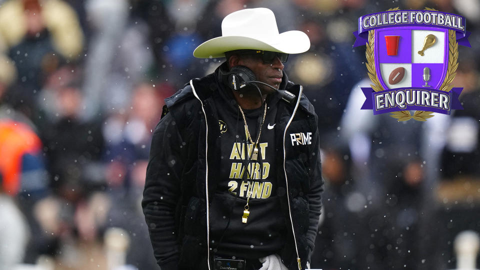 Deion Sanders looks onto the field during the Colorado Spring game
Ron Chenoy-USA TODAY Sports