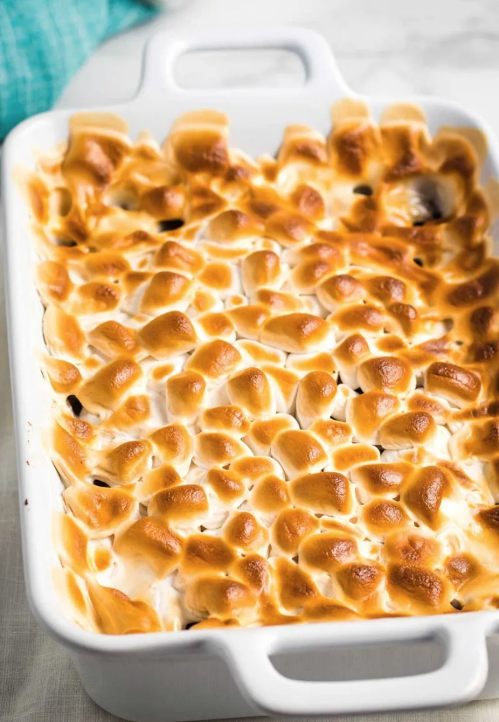 <p>No casserole round-up is complete without a sweet potato casserole. Swap in non-dairy milk, vegan butter, and vegan marshmallows for a lighter version of the holiday favorite that everyone can enjoy. </p><p><em><a href="https://www.karissasvegankitchen.com/vegan-sweet-potato-casserole/" rel="nofollow noopener" target="_blank" data-ylk="slk:Get the recipe from Karissa’s Vegan Kitchen »;elm:context_link;itc:0;sec:content-canvas" class="link ">Get the recipe from Karissa’s Vegan Kitchen »</a></em></p>