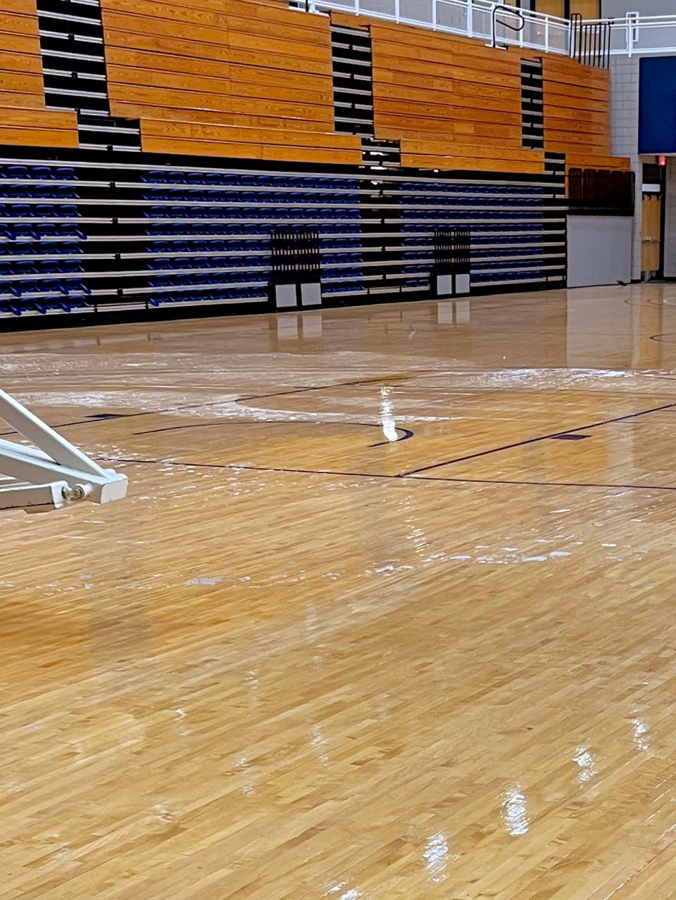 Water damage to the Oklahoma City University basketball court was caused by busted water pipes.