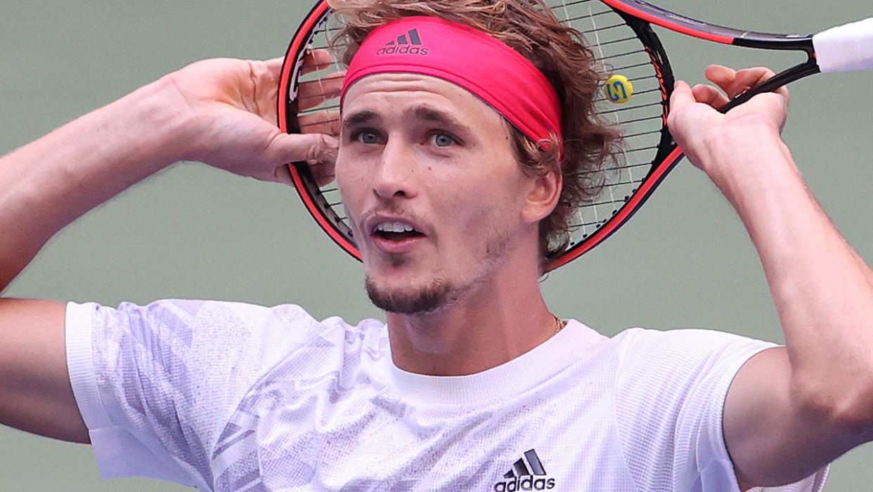 Alexander Zverev is pictured during his US Open match against Borna Coric.