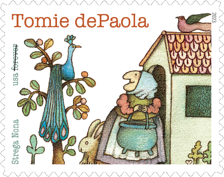 The USPS released this 2023 stamp honoring children's author and illustrator Tomie Depaola