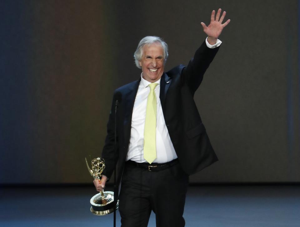 Henry Winkler for <i>Barry</i> wins the Emmy for Outstanding Supporting Actor in a Comedy series. REUTERS/Mario Anzuoni