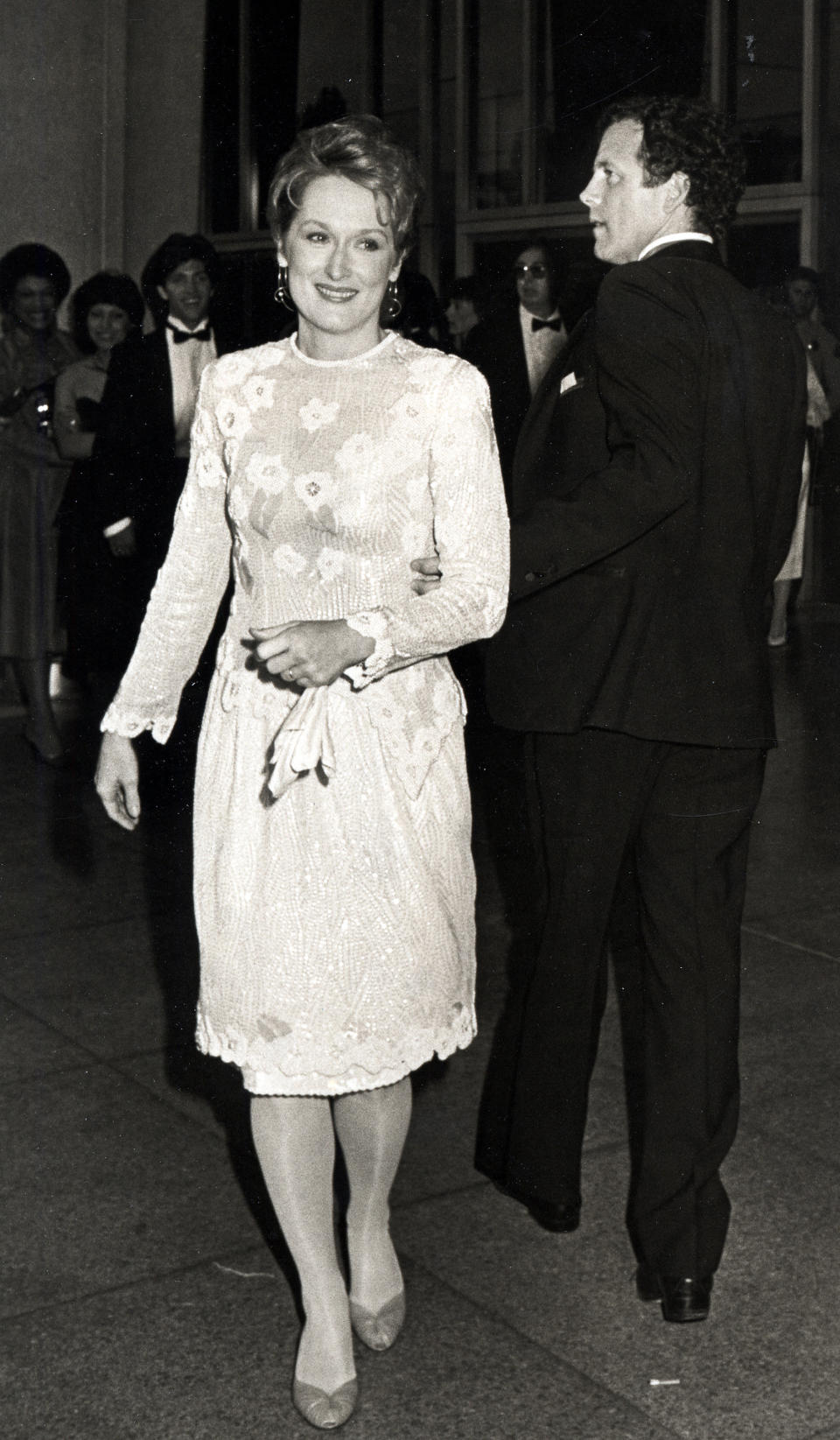 For the 1984 awards show, Streep&nbsp;opted for a fun beaded frock with a floral pattern on the bodice and a shorter hemline,&nbsp;proving that cocktail dresses can be just as formal as gowns.