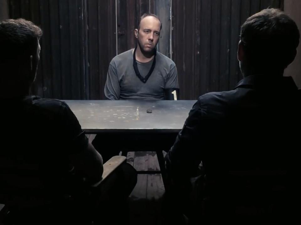 ‘He deserved it’: Hancock in the interrogation room (Channel 4)