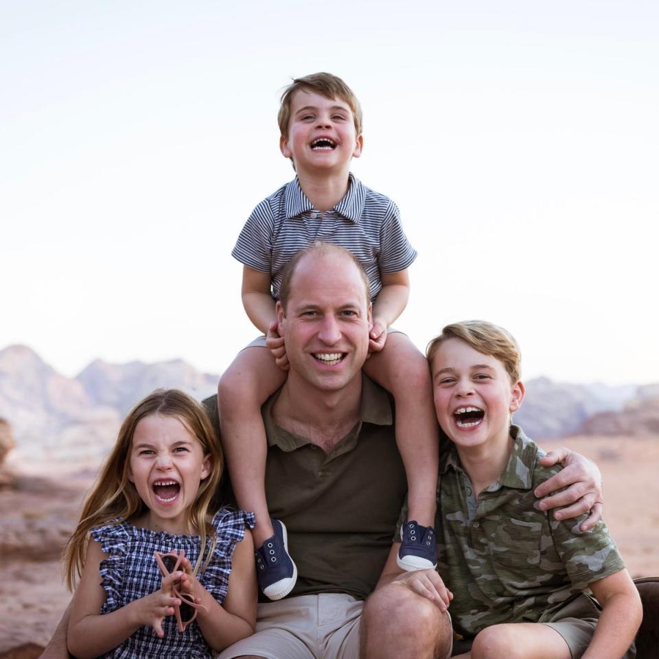 Prince William with his three children, Prince George, eight, Princess Charlotte, seven, and Prince Louis, four (Twitter/@KensingtonRoyal)