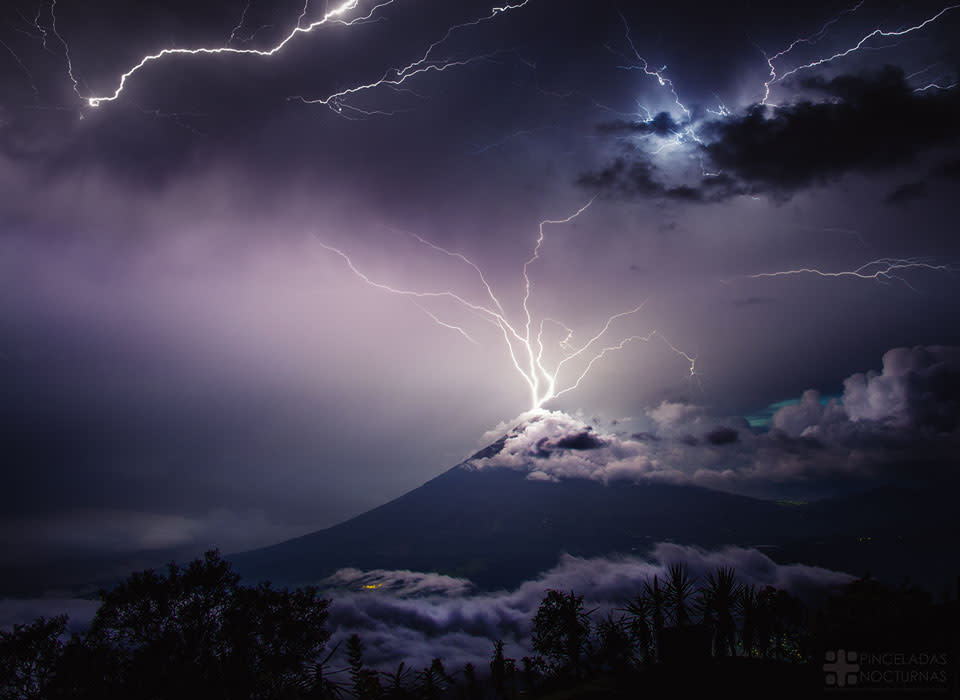 Lightning strikes a volcano in Guatemala (NASA) 