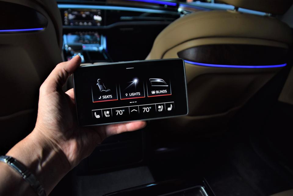 The Audi A8LL features a removable tablet that controls seats and lights.