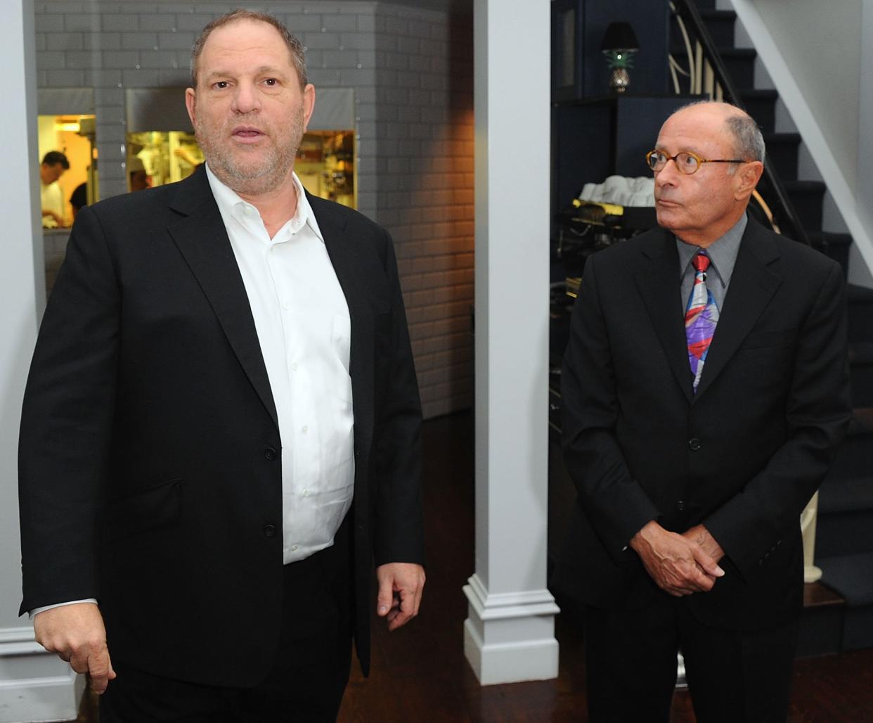 Harvey Weinstein and Peter Bart attend the launch party for Bart's book&nbsp;<i>Infamous Players</i>&nbsp;in New York City on April 25, 2011.&nbsp; (Photo: Andrew H. Walker/Getty Images)