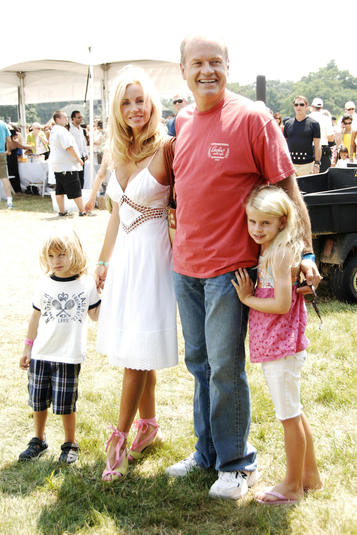 WATERMILL, NY - JULY 26: (L-R) Camille Grammer, Kelsey Grammer and Children attend DONNA KARAN, InStyle Magazine & KELLY RIPA host SUPER SATURDAY 11 to Benefit Ovarian Cancer Fund (OCRF) at Nova's Ark Project on July 26, 2008 in Watermill, NY. (Photo by BILLY FARRELL/Patrick McMullan via Getty Images)