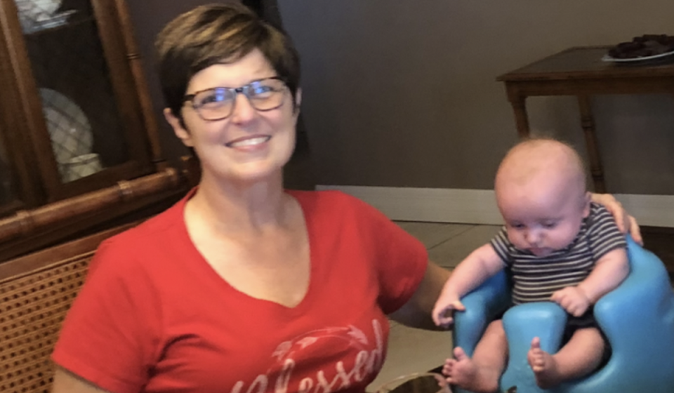 Tracey Nix with grandson Ezra Shock, who drowned in a pond near her house while under her care (ABC)