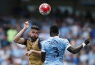 Britain Soccer Football - Manchester City v Arsenal - Barclays Premier League - Etihad Stadium - 8/5/16 Manchester City's Bacary Sagna in action with Arsenal's Olivier Giroud Reuters / Andrew Yates Livepic