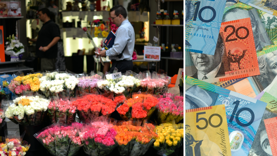 Australian florist and Australian money notes