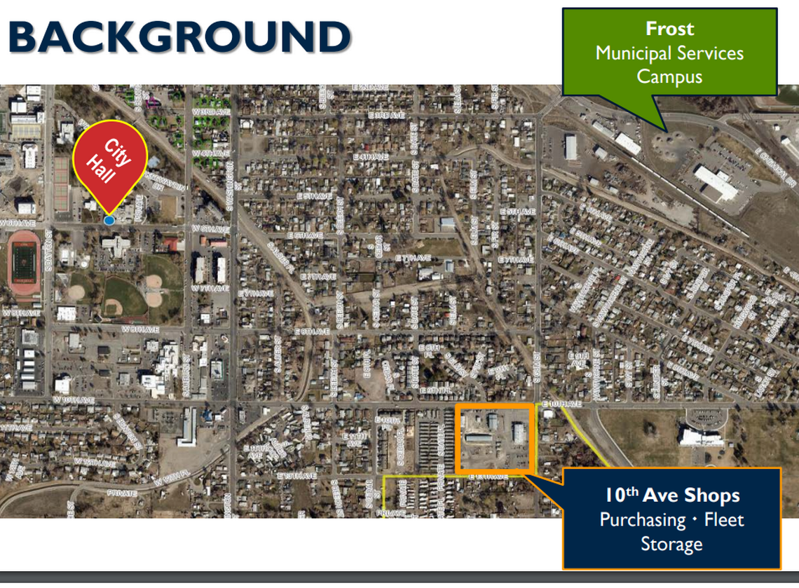 Kennewick City Hall, the 10th Avenue Shops and the Frost Municipal Services Campus are shown on this map.