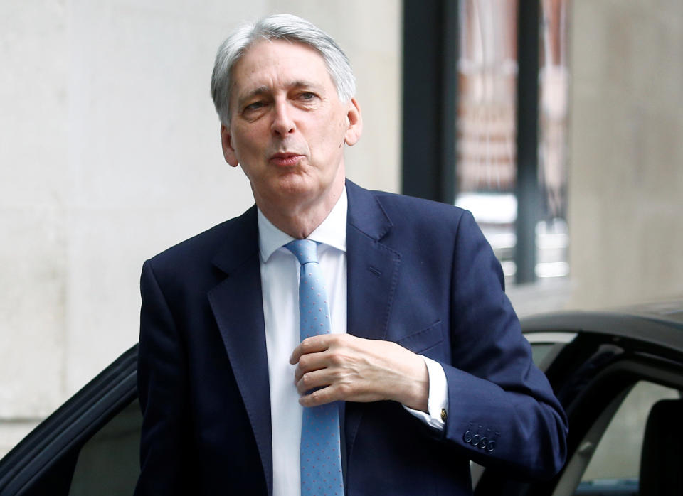 Britain's Chancellor of the Exchequer Philip Hammond arrives at the BBC studios in London, Britain, July 21, 2019. REUTERS/Henry Nicholls