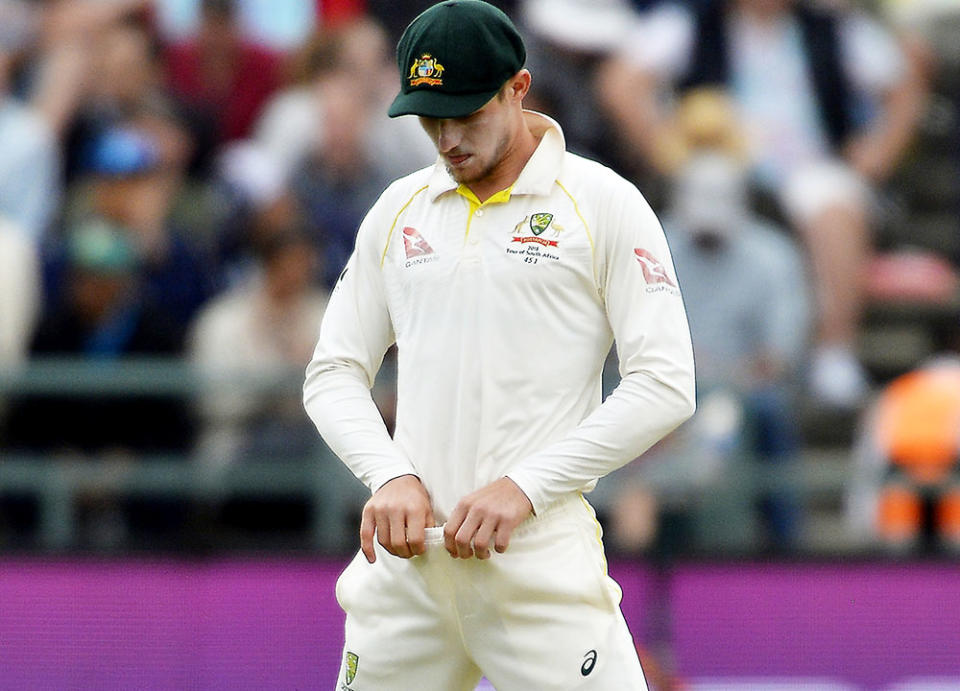 Cameron Bancroft was caught on live TV. (Photo by Ashley Vlotman/Gallo Images/Getty Images)