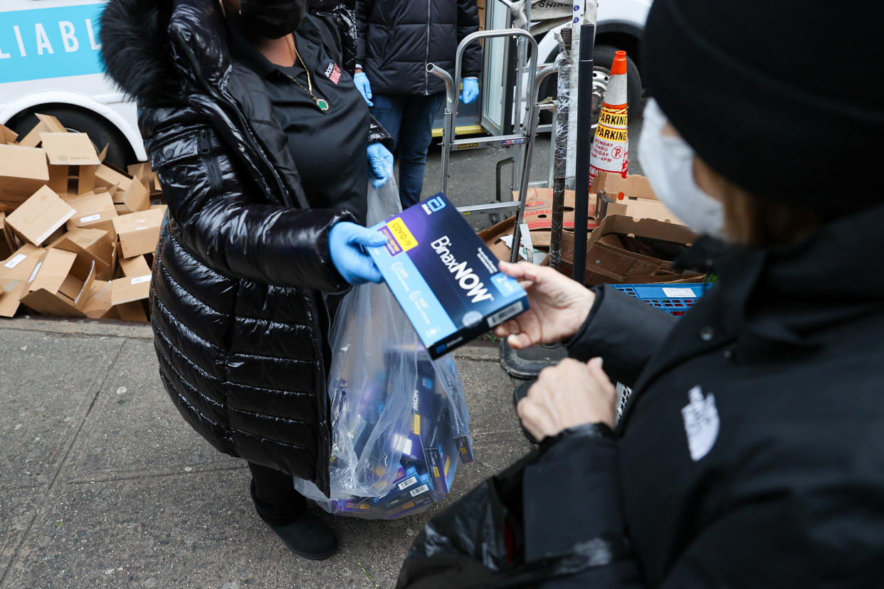 NYC starts handing out free COVID-19 Test Kits as cases rise (Tayfun Coskun / Anadolu Agency via Getty Images)