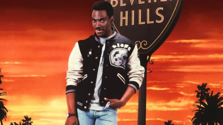 Eddie Murphy in a poster for Beverly Hills Cop.