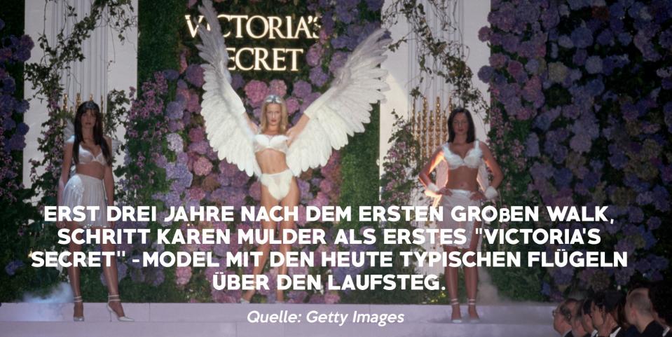 <p>Erst drei Jahre nach dem ersten großen Walk, schritt das erste "Victoria’s Secret"-Model mit den heute typischen Flügeln über den Laufsteg. </p>