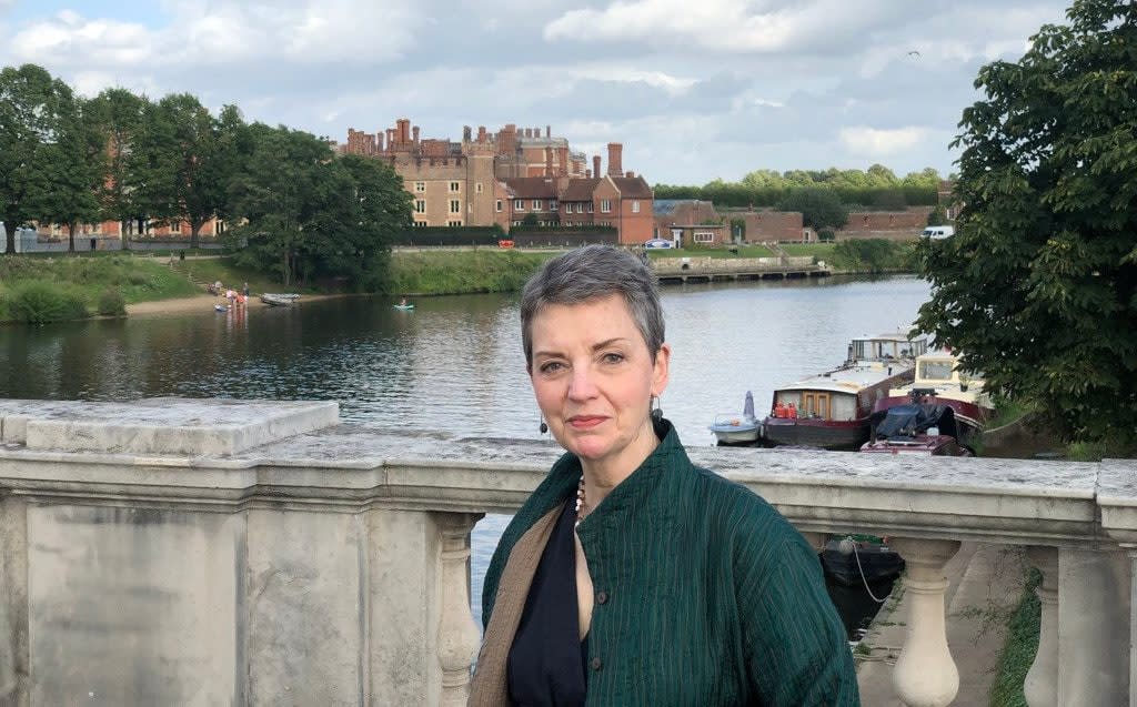 Patricia Swannell on Hampton Court Bridge in August 2021, a few weeks ahead of diagnosis