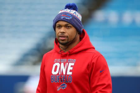 FILE PHOTO: Dec 30, 2018; Orchard Park, NY, USA; Buffalo Bills outside linebacker Lorenzo Alexander (57) walks on field prior to the game against the Miami Dolphins at New Era Field. Mandatory Credit: Rich Barnes-USA TODAY Sports