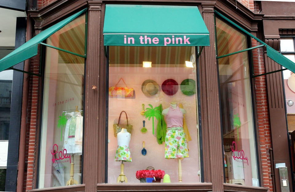 FILE - This Thursday, April 15, 2004, file photo, shows a retail clothing store on Newbury Street in Boston, Wednesday, June 11, 2003, which features the trademark colorful Lilly Pulitzer fashion line, made famous in Florida in the 1960s. Pulitzer, died in Florida at 81 on Sunday, April, 7, 2013. ( (AP Photo/Chitose Suzuki)