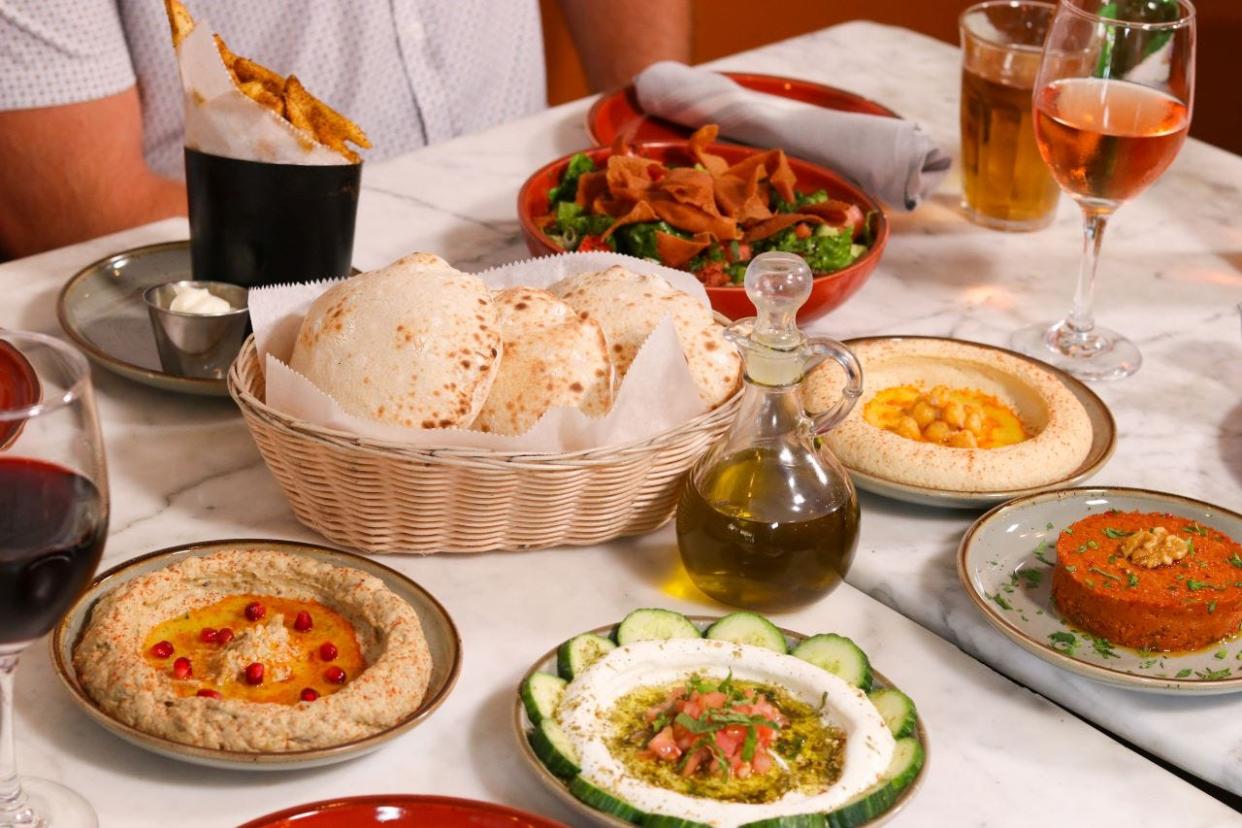 A Mediterranean-style spread at Amar Bistro in Delray Beach.