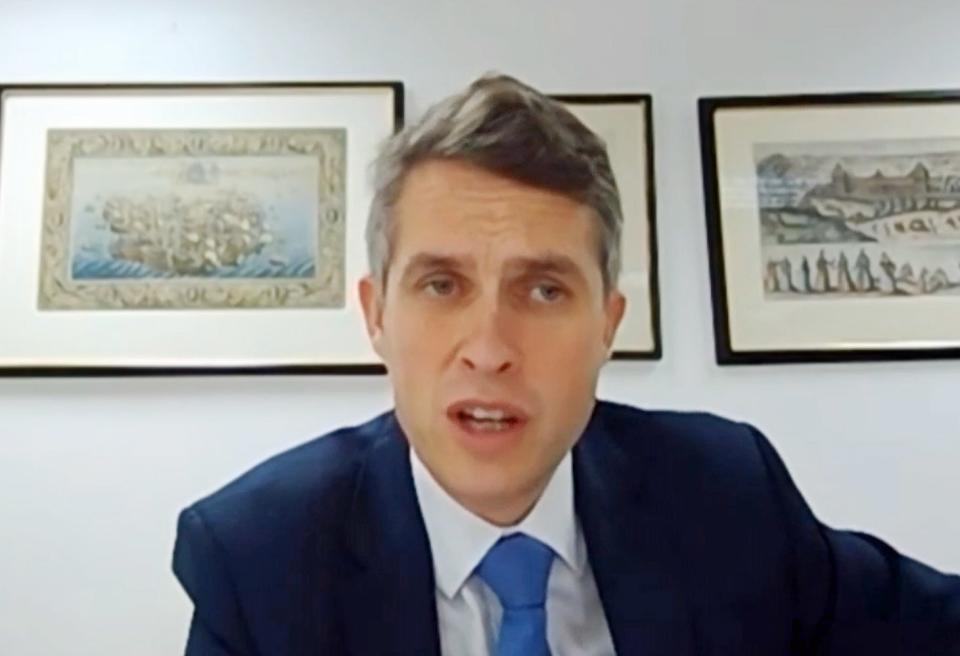 Gavin Williamson speaking to education committee on WednesdayPA