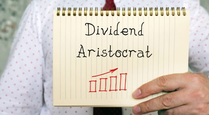 Dividend Aristocrats phrase on the sheet. Dividend investing