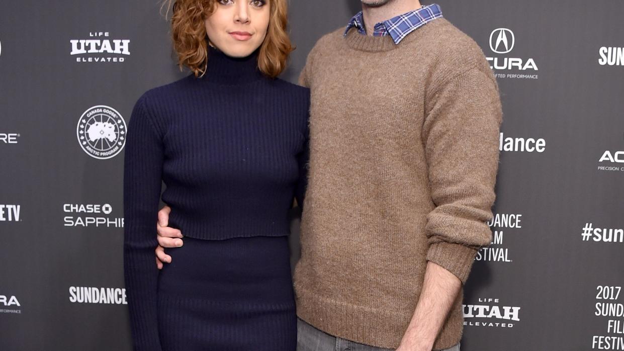 park city, ut january 19 actress aubrey plaza l and director jeff baena attend the little hours premiere during day 1 of the 2017 sundance film festival at library center theater on january 19, 2017 in park city, utah photo by michael loccisanogetty images for sundance film festival