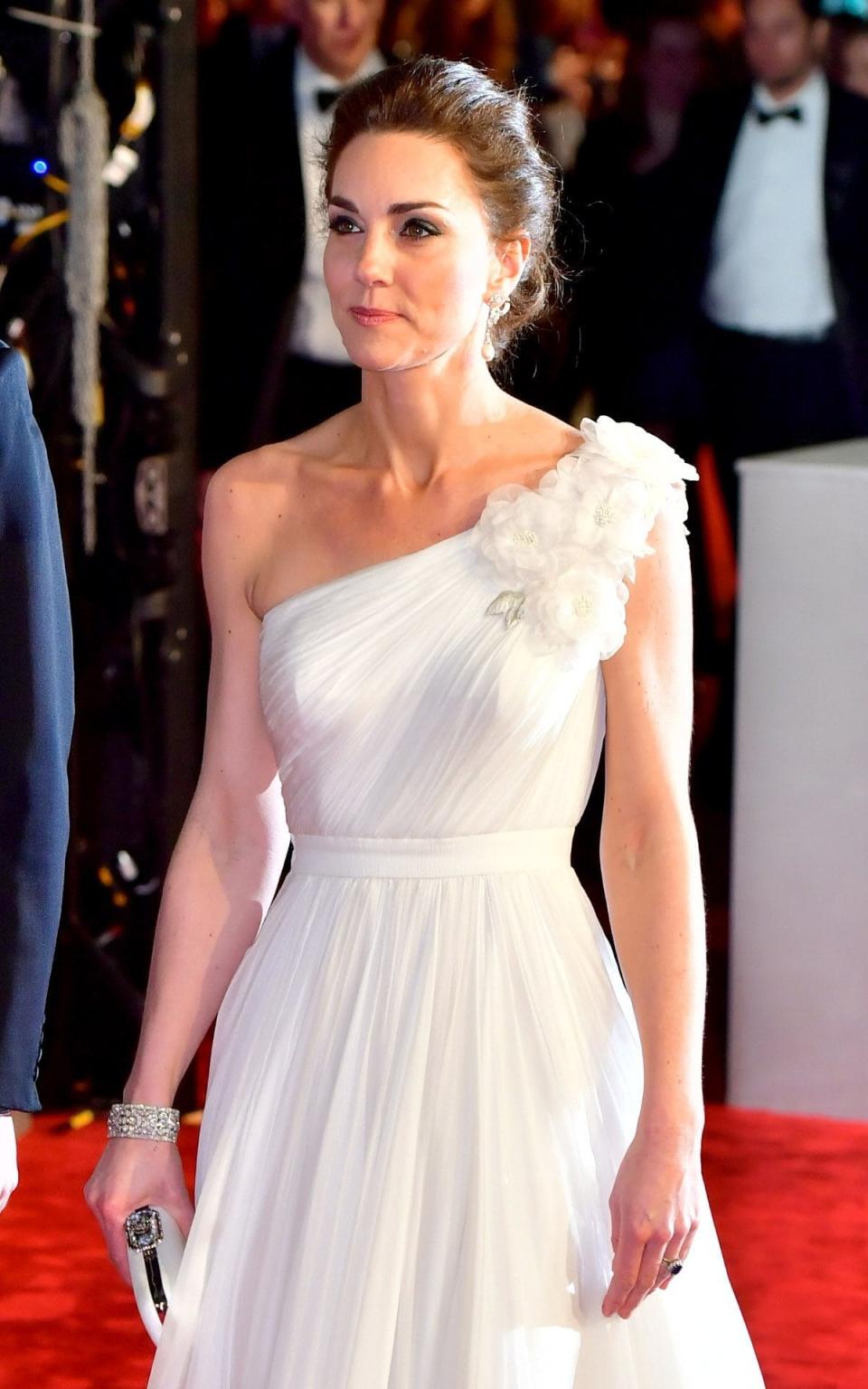 The Duchess of Cambridge arrives at the BAFTAs wearing pearl and diamond earrings that belonged to Princess Diana - WireImage