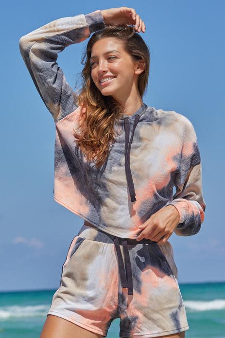 Summer Tie Dye Crop Hoodie. Image via Noli Yoga.