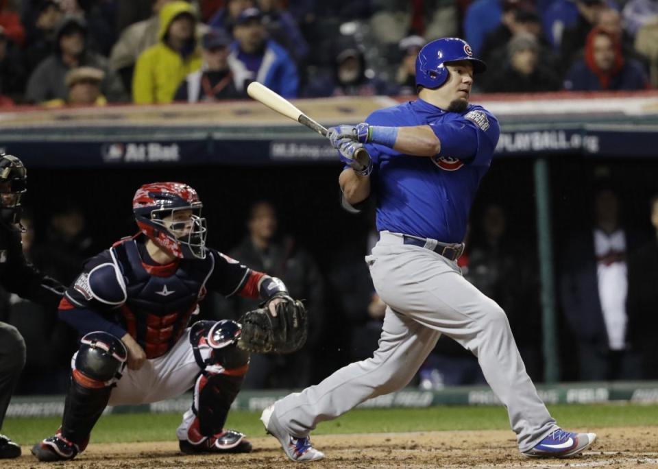 The Cubs used Kyle Schwarber as their DH in the first two games of the World Series. (AP)