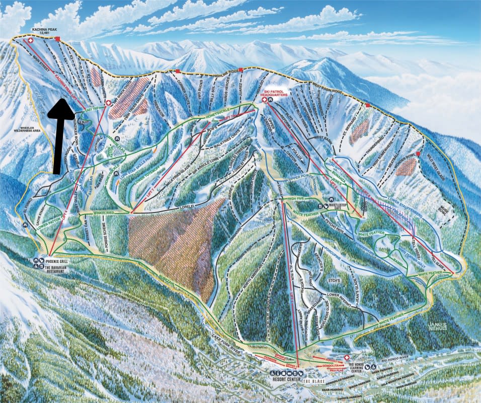 Kachina Peak, Taos Ski Valley Trail Map<p>Taos Ski Valley</p>