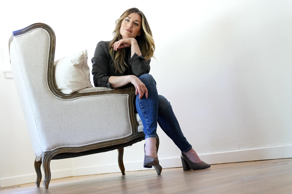 Author T.J. Newman poses for a portrait in Phoenix on May 16, 2023, to promote her latest book, "Drowning.". (AP Photo/Matt York)