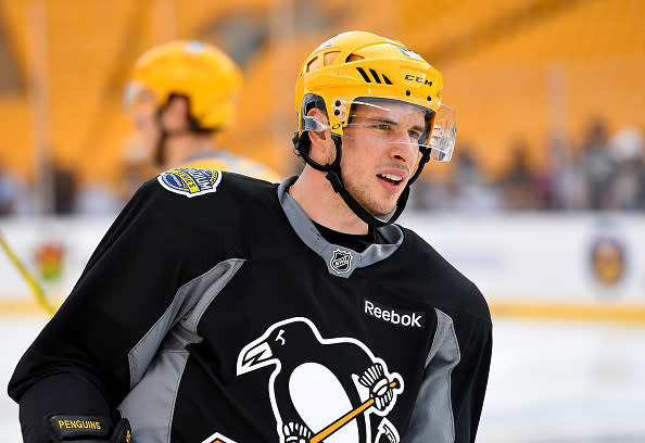 PITTSBURGH, PA – FEBRUARY 24: Sidney Crosby #87 of the Pittsburgh Penguins skates during practice at Heinz Field on February 24, 2017 in Pittsburgh, Pennsylvania. (Photo by Joe Sargent/NHLI via Getty Images)