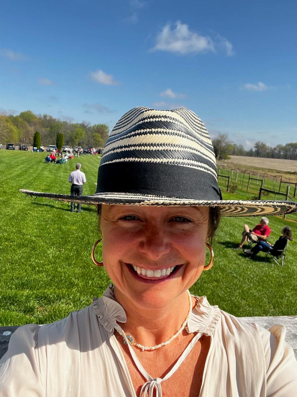 Folks started gathering at Farmer & Frenchman Vineyard & Winery in rural Henderson County at 9 a.m. This is “The Farmer” Katy Groves Mussat in the foreground.