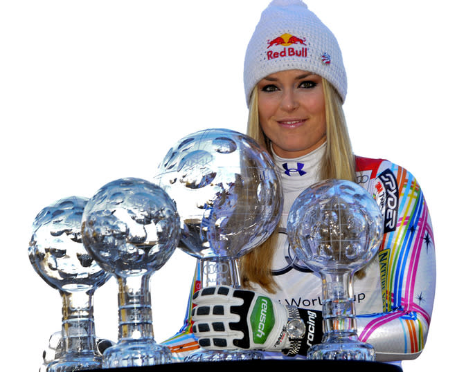 This Handout Picture Released On March 18, 2012 By The Austrian Ski Federation Shows Overall World Cup Winner Lindsey AFP/Getty Images