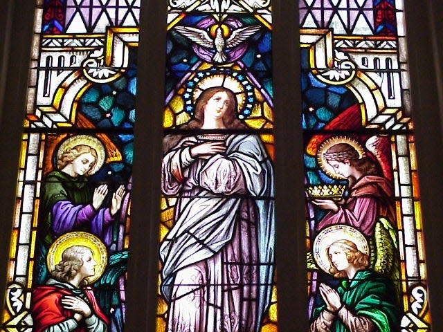 This is one of the 22 stained glass windows at the Immaculate Conception Catholic Church in Pawhuska.