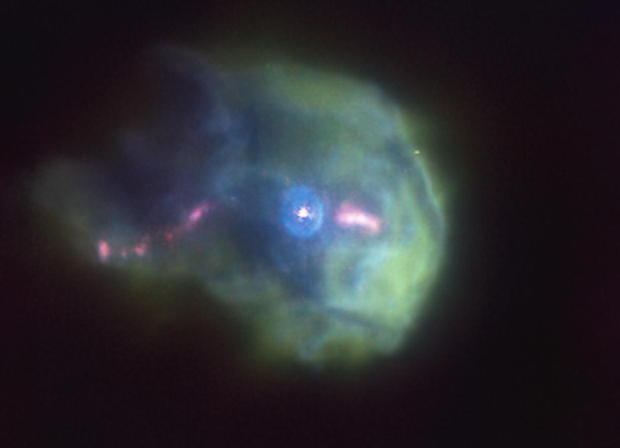  The Multi Unit Spectroscopic Explorer (MUSE) instrument on the ESO's Very Large Telescope captured a jet of matter shaped like an S expelled from a stellar object named 244-440.  