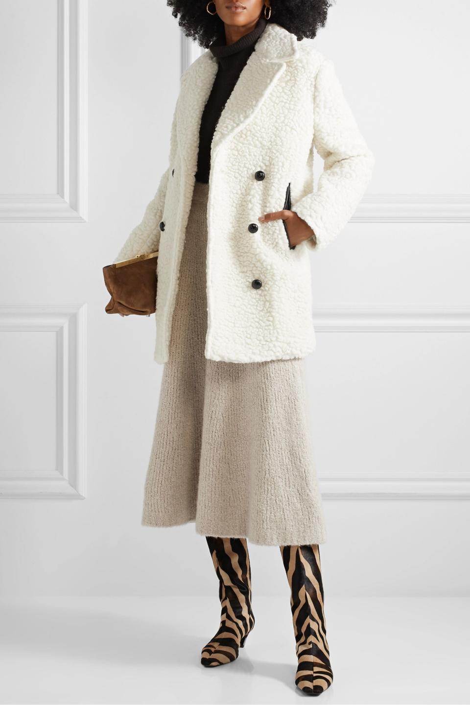 14) Double-Breasted textured wool-blend coat