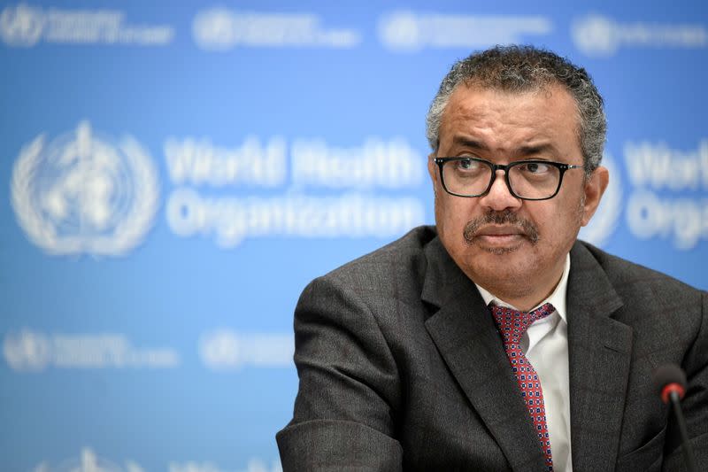 FILE PHOTO: World Health Organization chief Tedros Adhanom Ghebreyesus attends a ceremony to launch a multiyear partnership with Qatar in Geneva